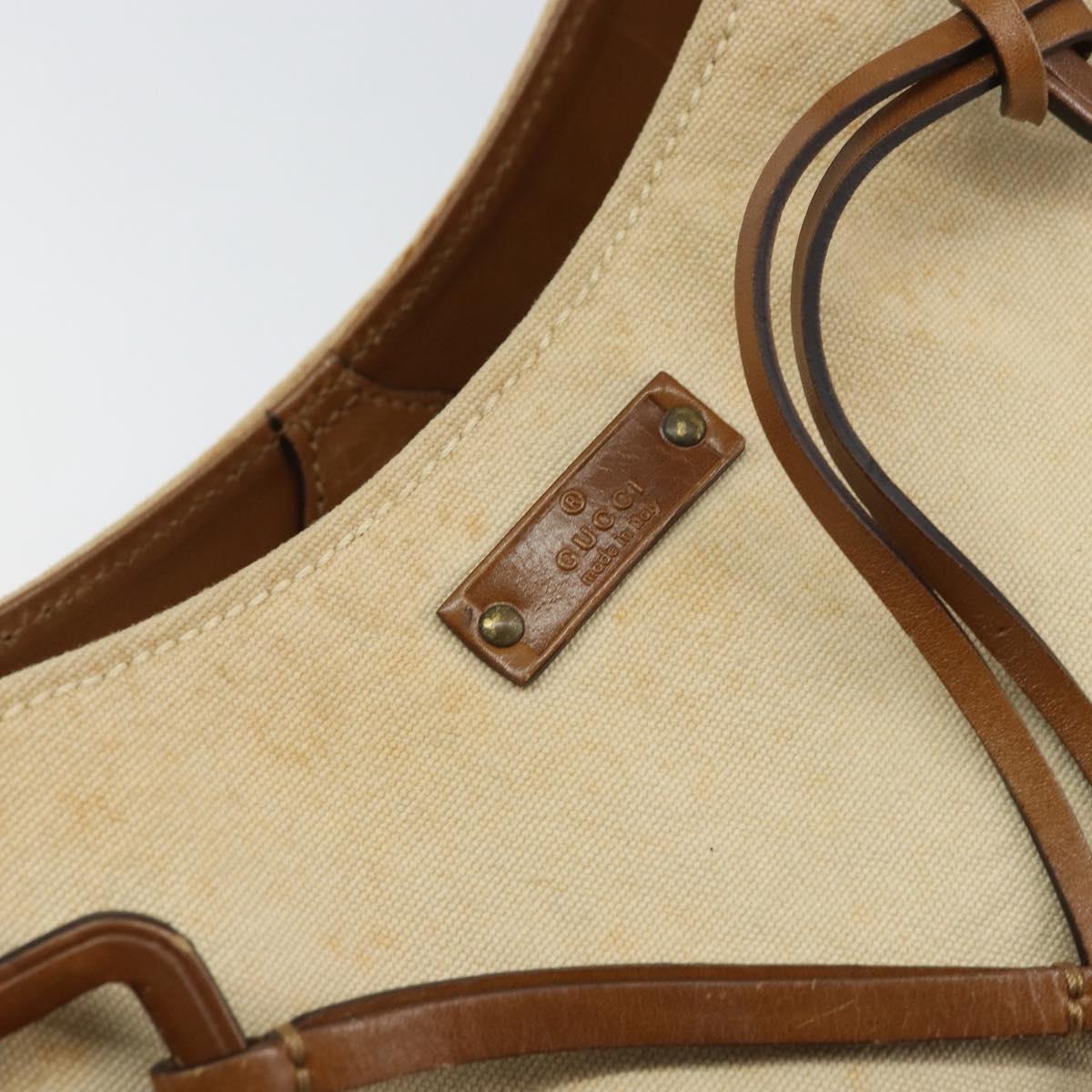 GUCCI Bamboo Hand Bag Canvas Beige Auth 151613