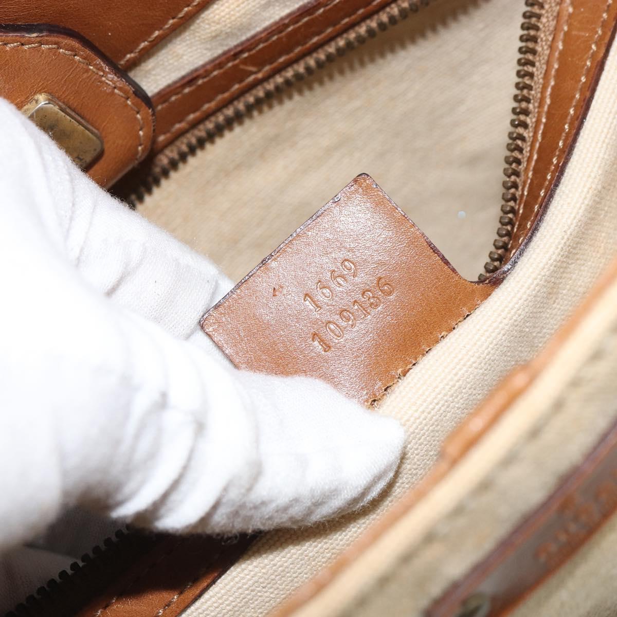 GUCCI Bamboo Hand Bag Canvas Beige Auth 151613