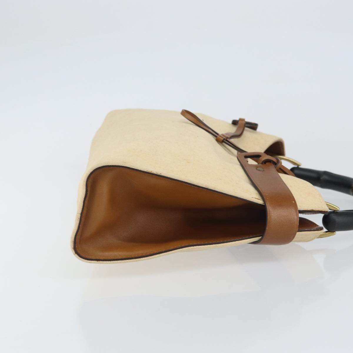 GUCCI Bamboo Hand Bag Canvas Beige Auth 151613