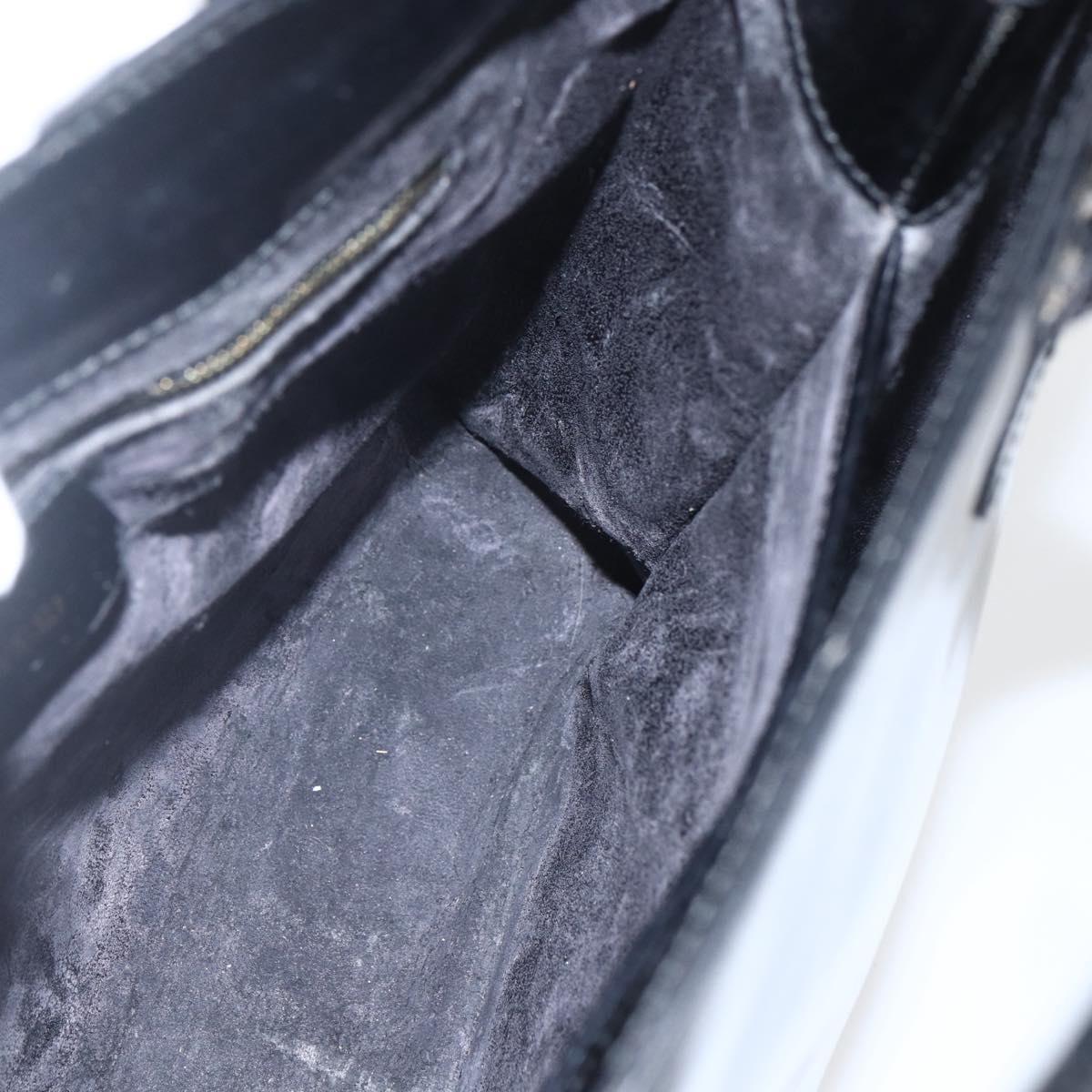 GUCCI Hand Bag Patent leather Black Gold Auth 151615