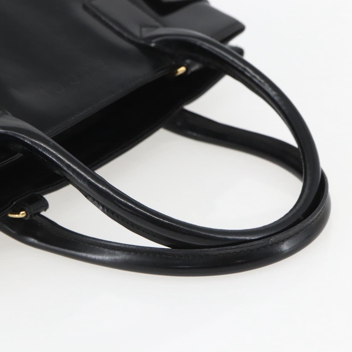 GUCCI Hand Bag Patent leather Black Gold Auth 151615