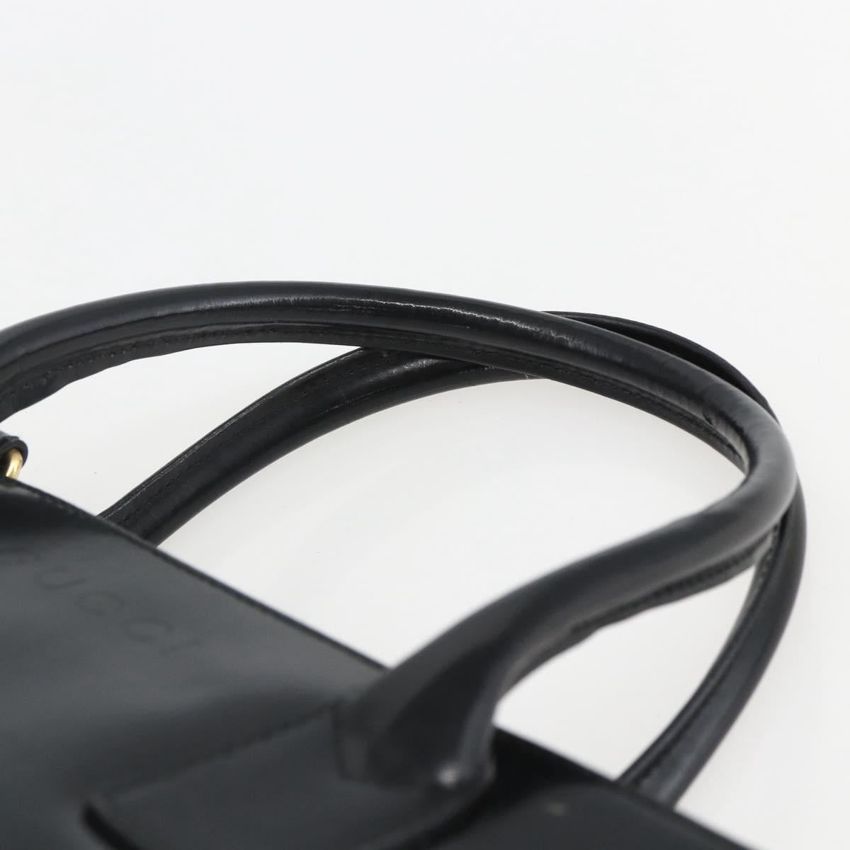 GUCCI Hand Bag Patent leather Black Gold Auth 151615