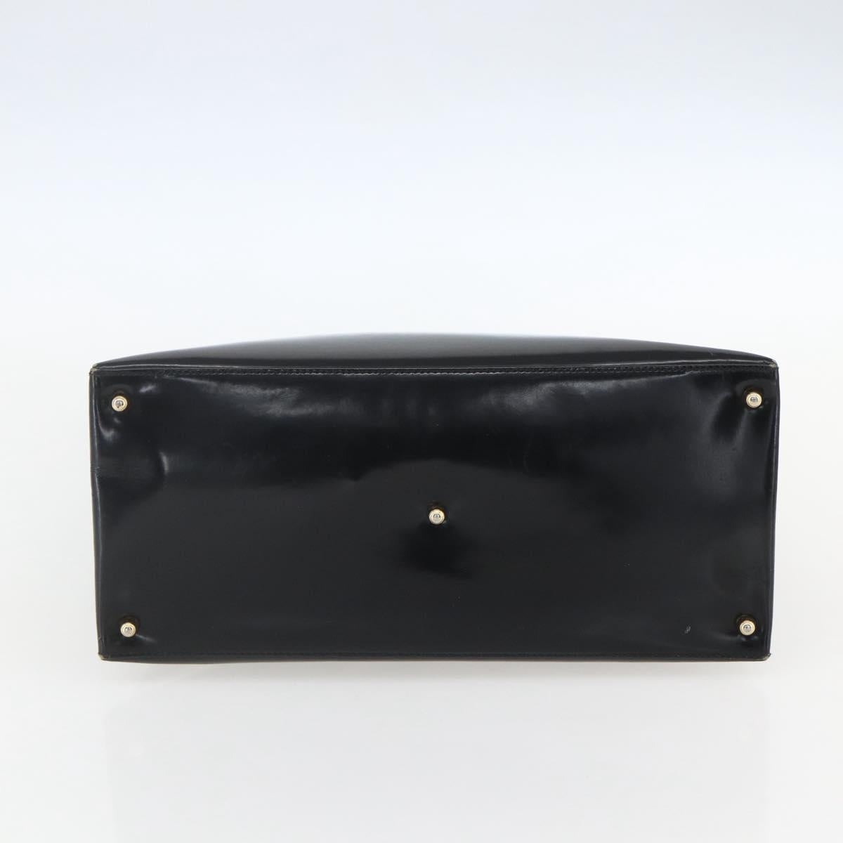 GUCCI Hand Bag Patent leather Black Gold Auth 151615