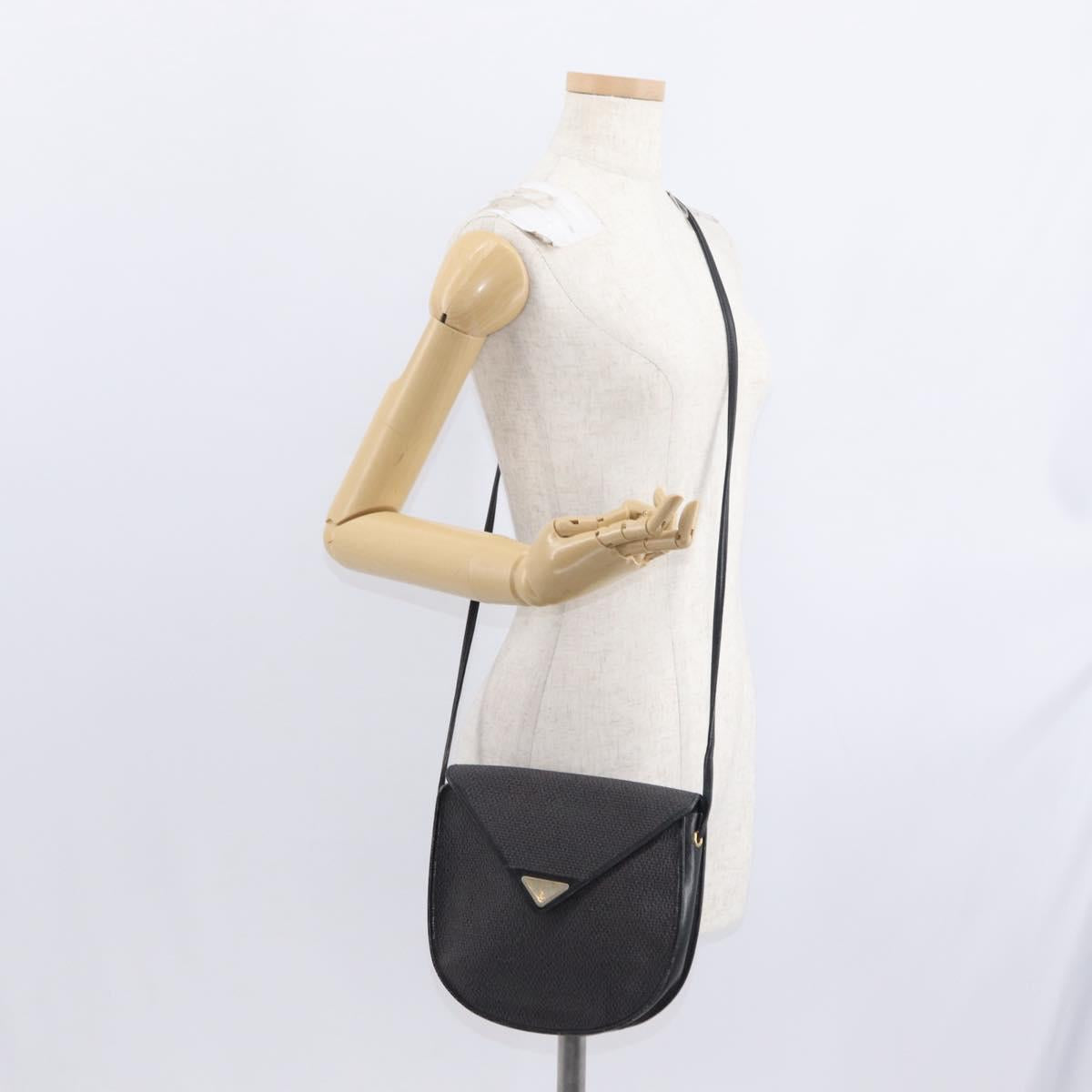 SAINT LAURENT Shoulder Bag Canvas Black Gold Auth 151616