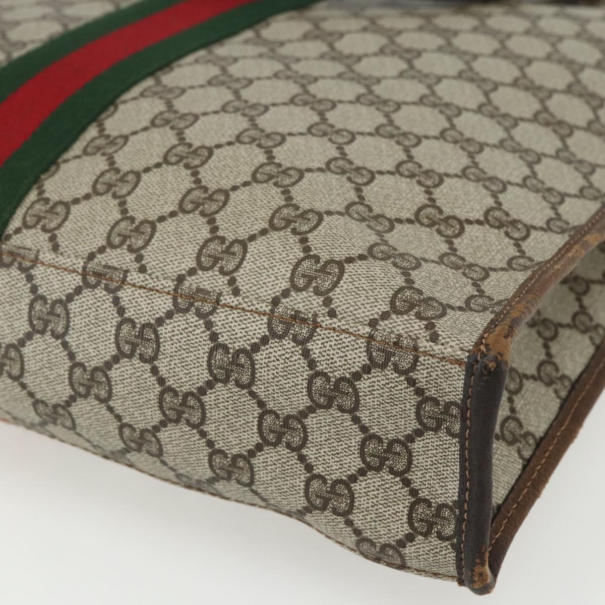 GUCCI GG Supreme Web Sherry Line Tote Bag PVC Beige Red 010 378 Auth 151617