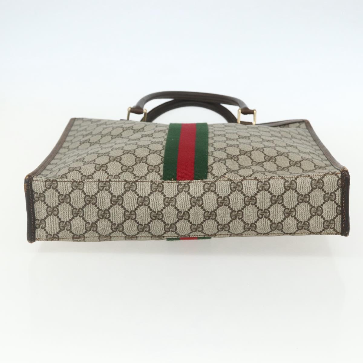 GUCCI GG Supreme Web Sherry Line Tote Bag PVC Beige Red 010 378 Auth 151617