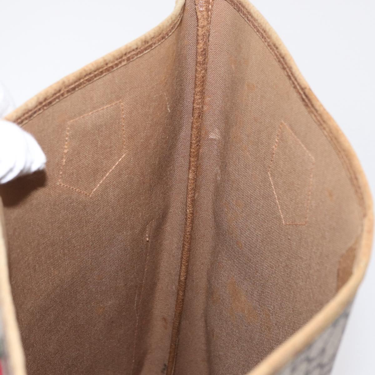 GUCCI GUCCI Plus Supreme Web Sherry Line Tote Bag PVC Beige Gold Auth 151618