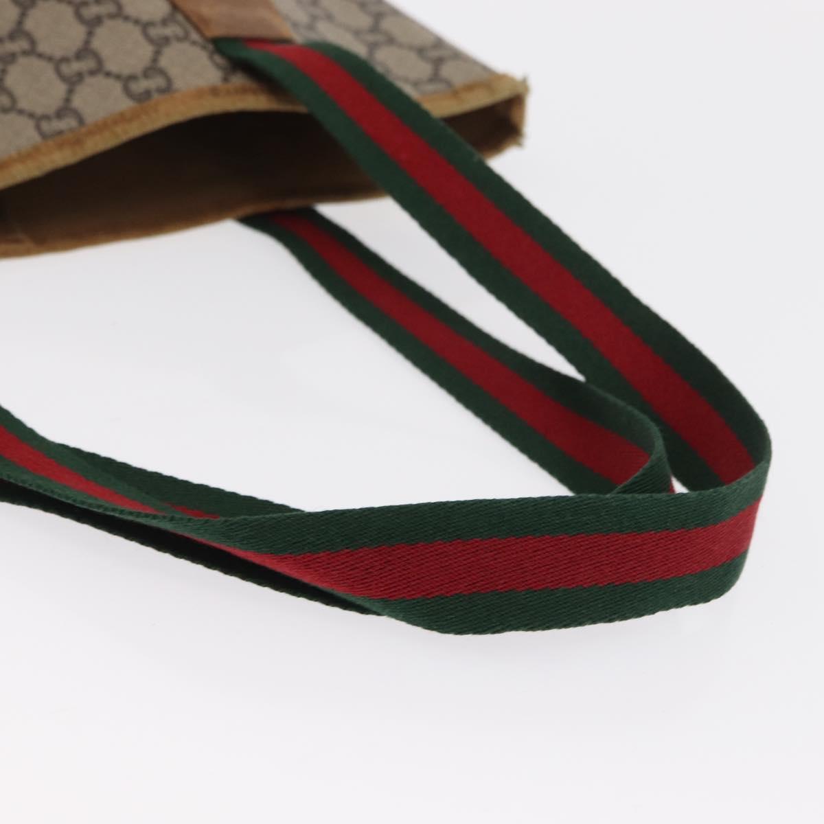 GUCCI GUCCI Plus Supreme Web Sherry Line Tote Bag PVC Beige Gold Auth 151618