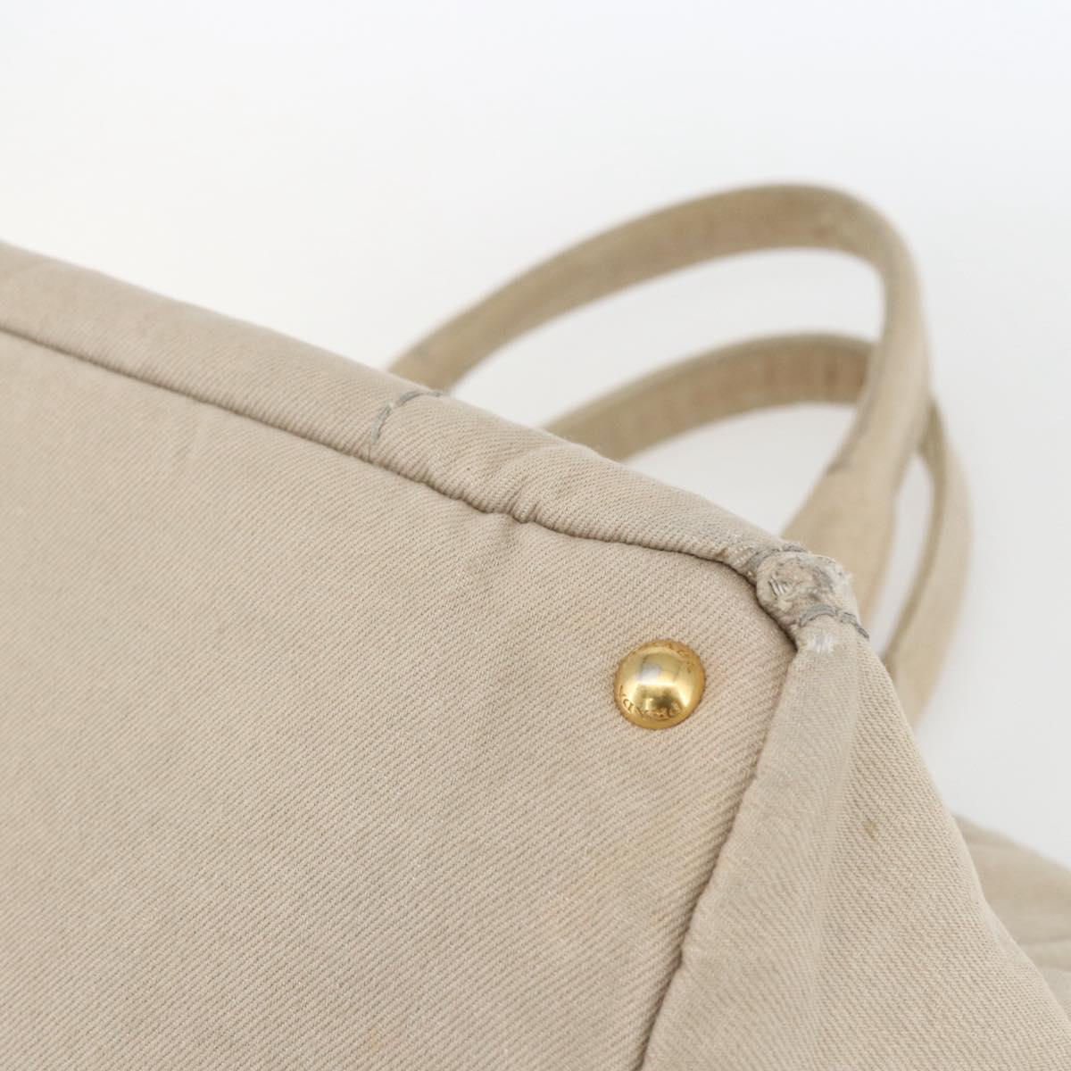 PRADA Canapa GM Hand Bag Canvas Beige Gold Auth 151619