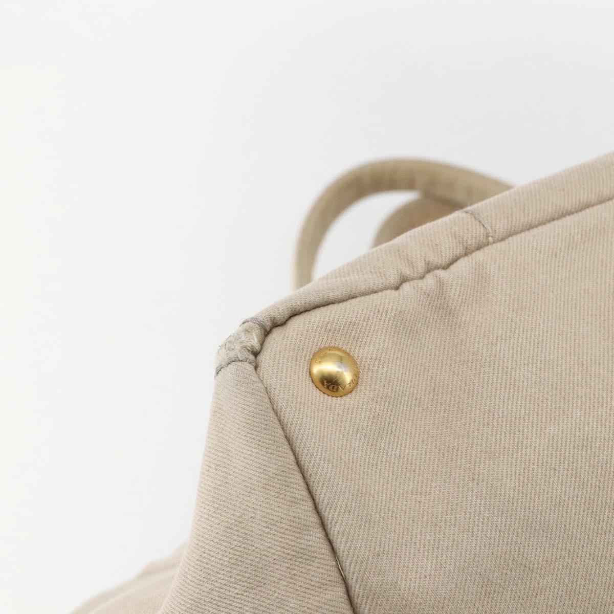PRADA Canapa GM Hand Bag Canvas Beige Gold Auth 151619