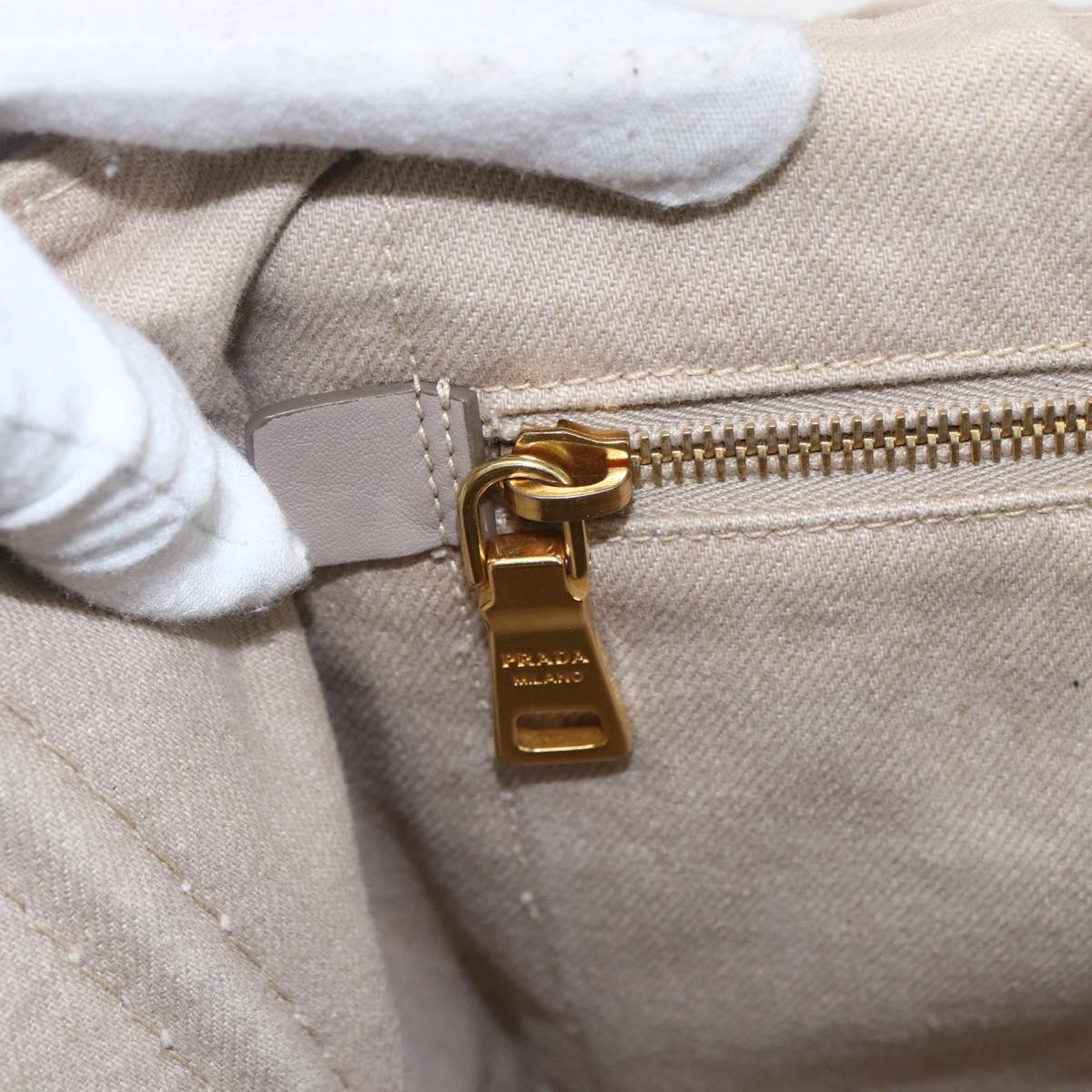 PRADA Canapa GM Hand Bag Canvas Beige Gold Auth 151619