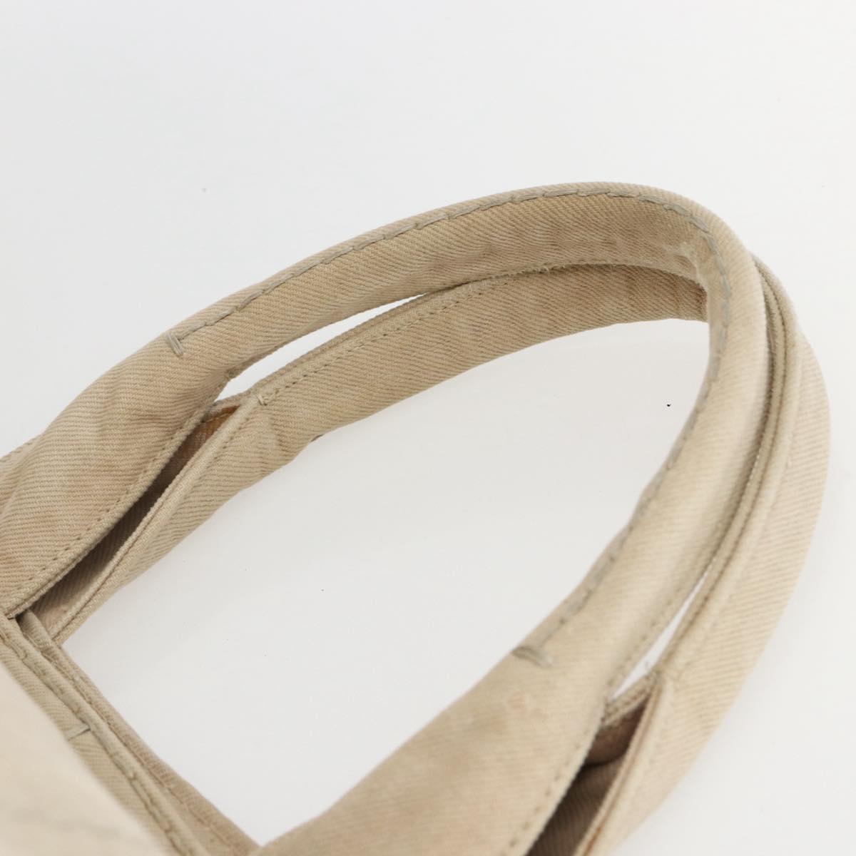 PRADA Canapa GM Hand Bag Canvas Beige Gold Auth 151619