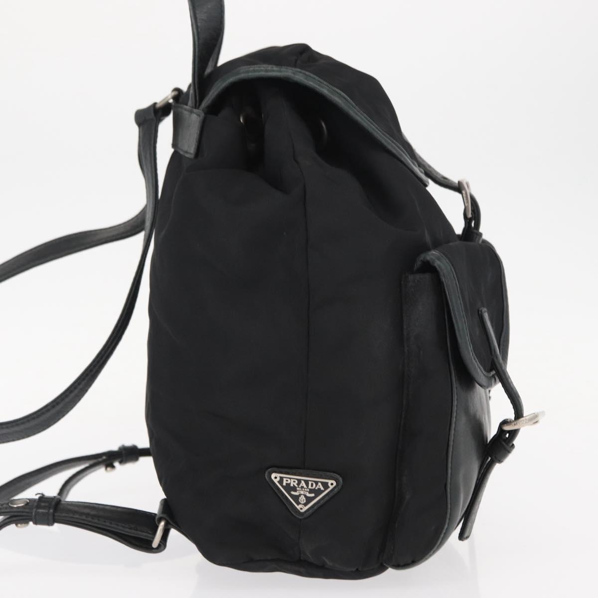 PRADA Backpack Nylon Black Silver Auth 151620