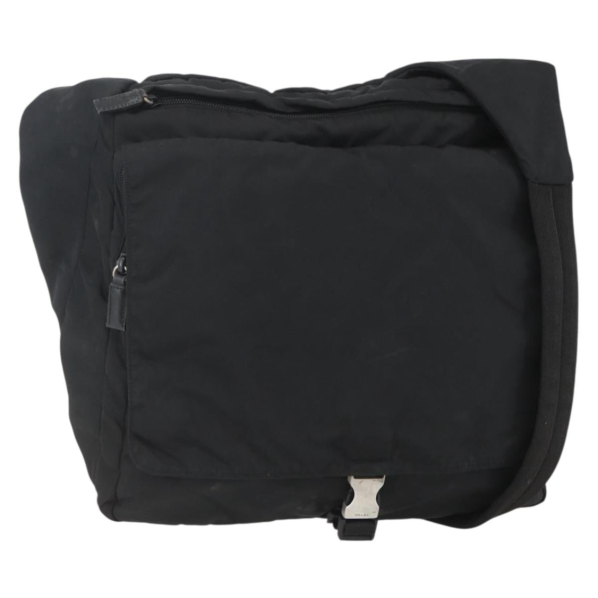 PRADA Shoulder Bag Nylon Black Silver Auth 151621