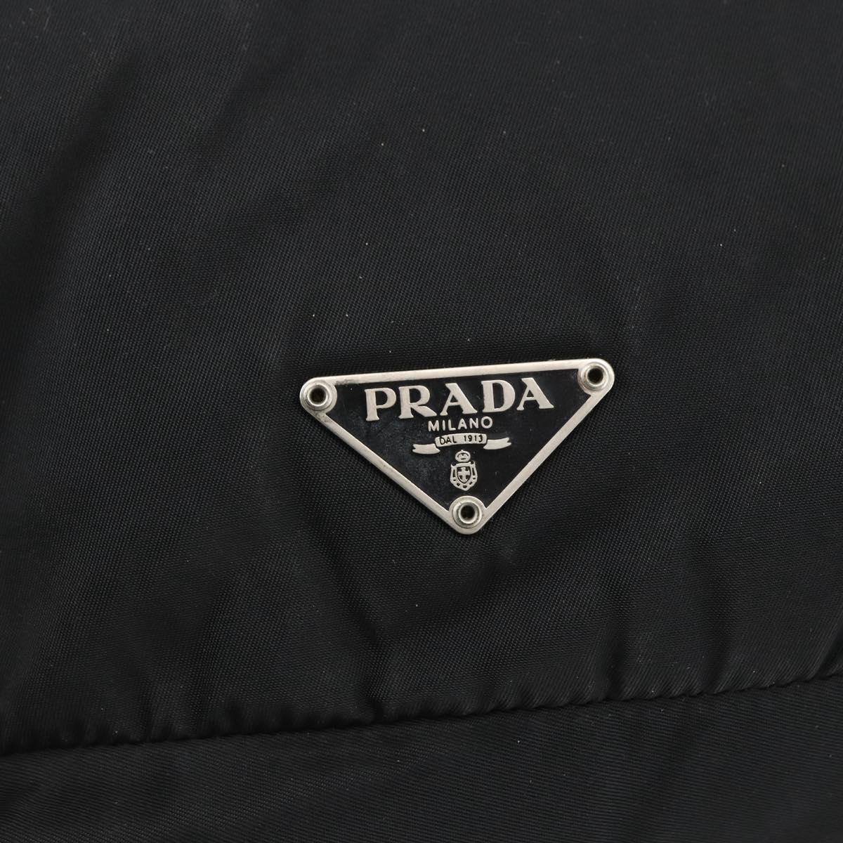 PRADA Shoulder Bag Nylon Black Silver Auth 151621