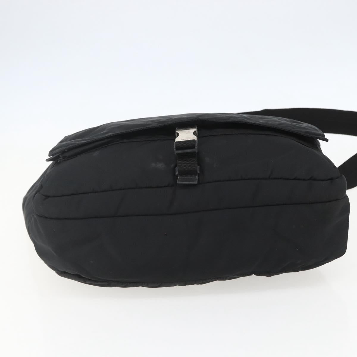 PRADA Shoulder Bag Nylon Black Silver Auth 151621
