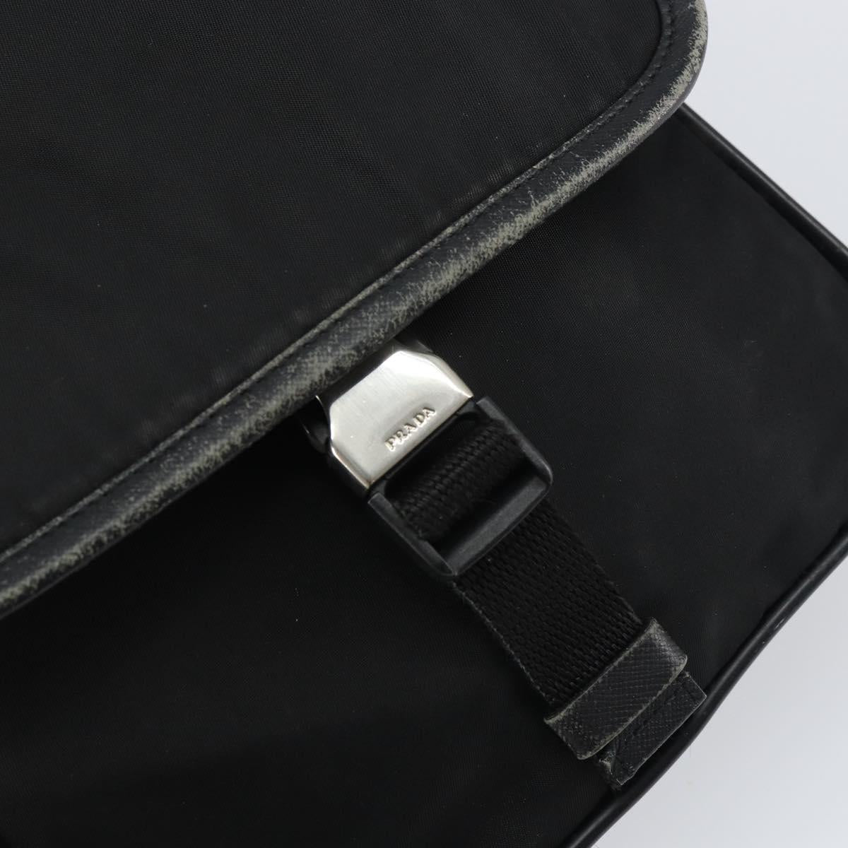 PRADA Shoulder Bag Nylon Black Silver Auth 151622