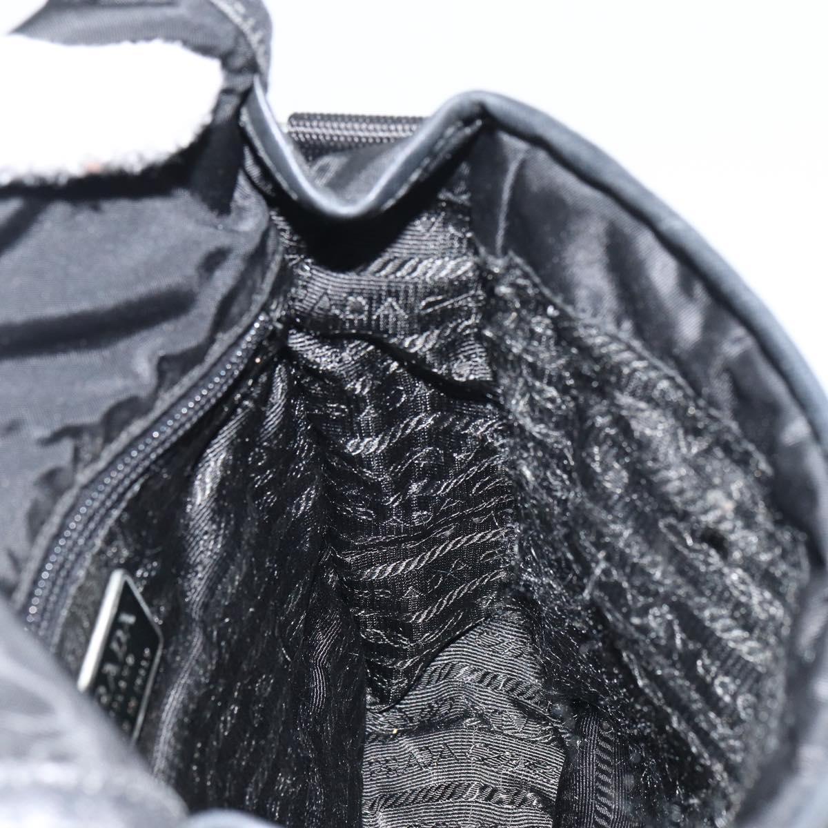 PRADA Shoulder Bag Nylon Black Silver Auth 151622