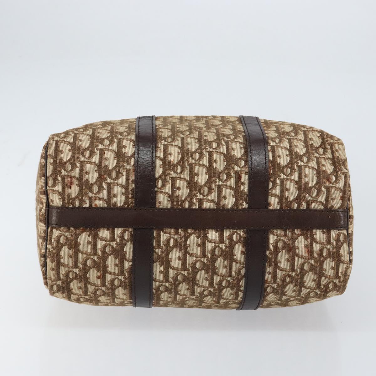 Christian Dior Trotter Canvas Boston Bag Beige Gold Auth 151623