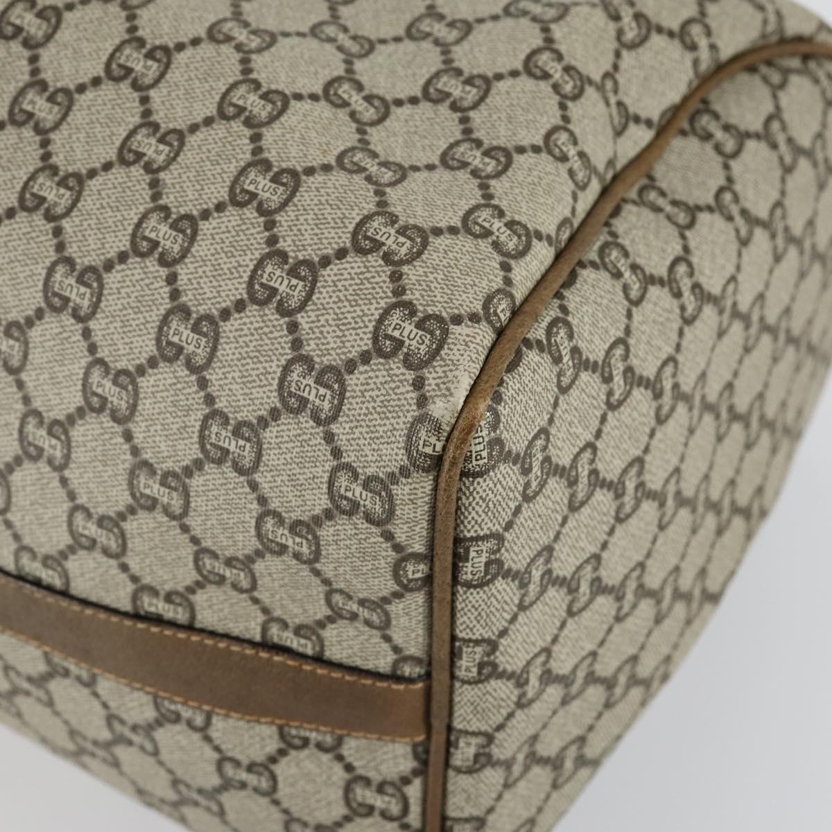 GUCCI GG Plus Supreme Boston Bag PVC Beige Gold Auth 151625