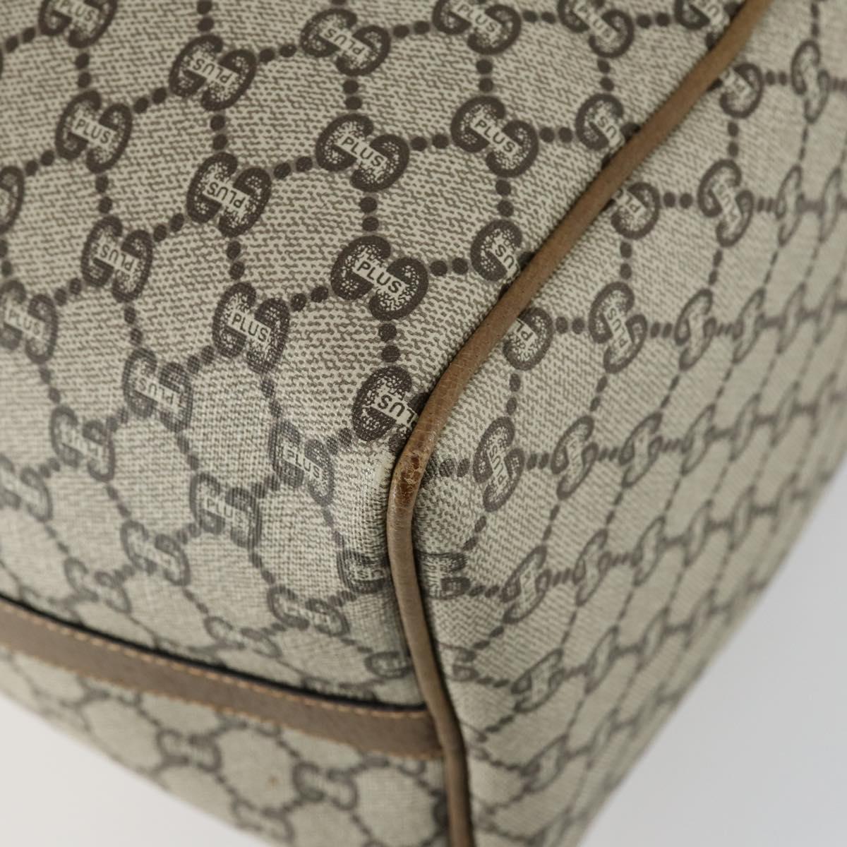 GUCCI GG Plus Supreme Boston Bag PVC Beige Gold Auth 151625