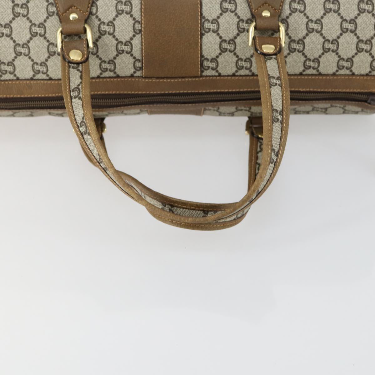 GUCCI GG Plus Supreme Boston Bag PVC Beige Gold Auth 151625
