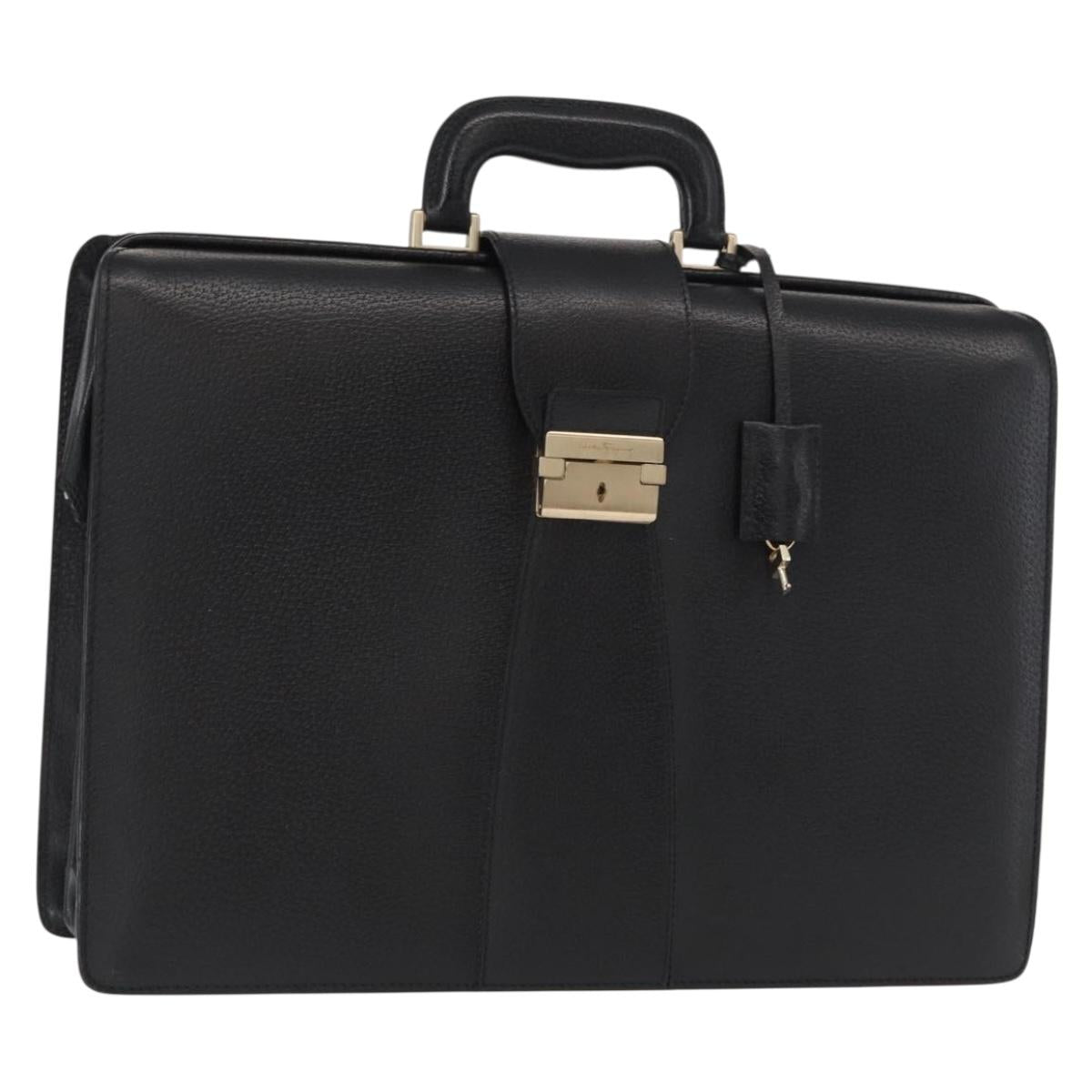 Salvatore Ferragamo Business Bag Leather Black Auth 151627