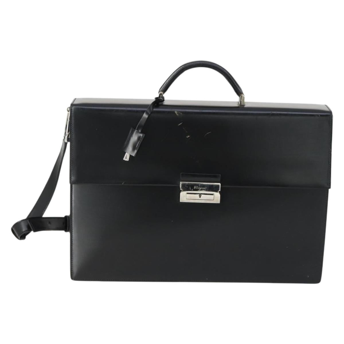 Salvatore Ferragamo Business Bag Leather 2way Black Auth 151628