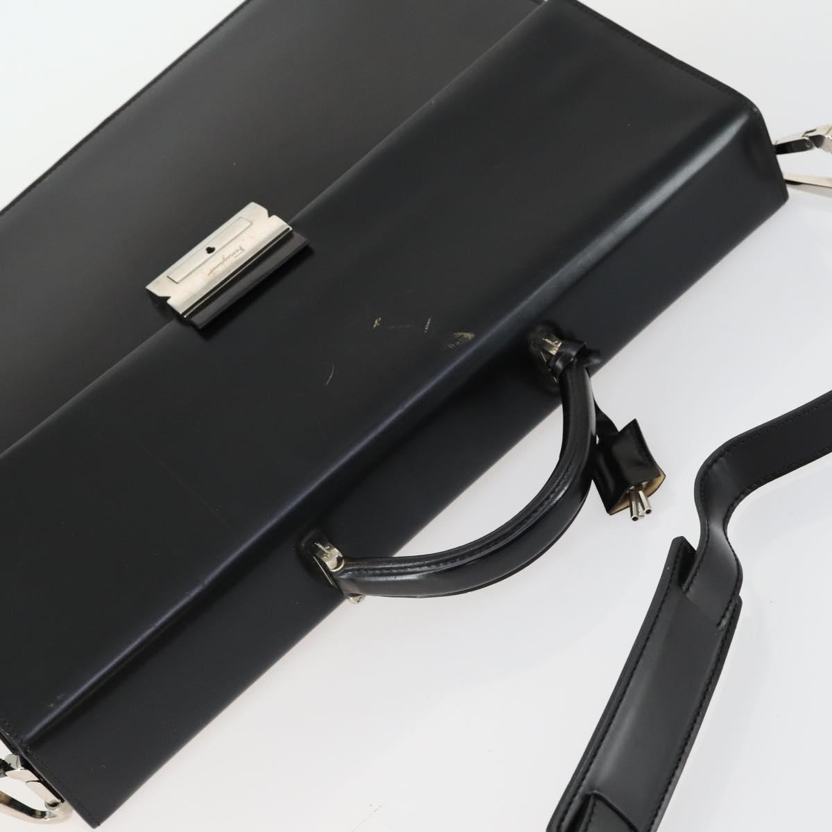 Salvatore Ferragamo Business Bag Leather 2way Black Auth 151628