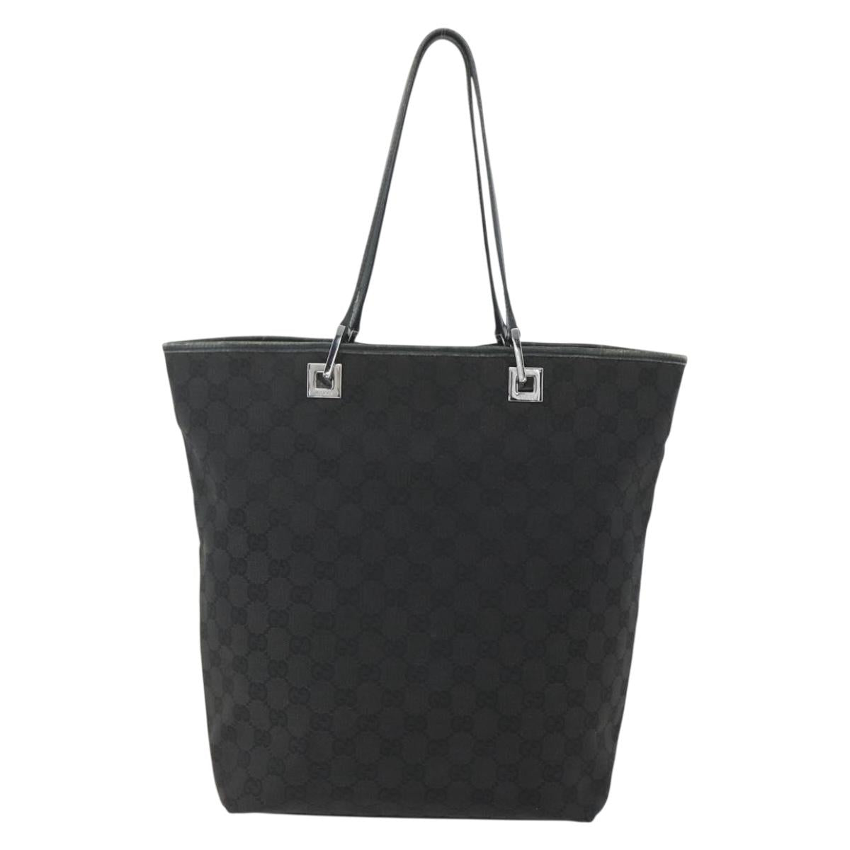 GUCCI GG Canvas Tote Bag Black Silver 31243 Auth 151630