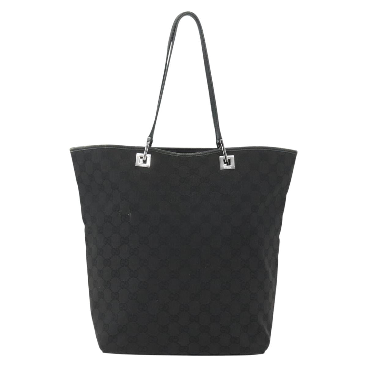 GUCCI GG Canvas Tote Bag Black Silver 31243 Auth 151630