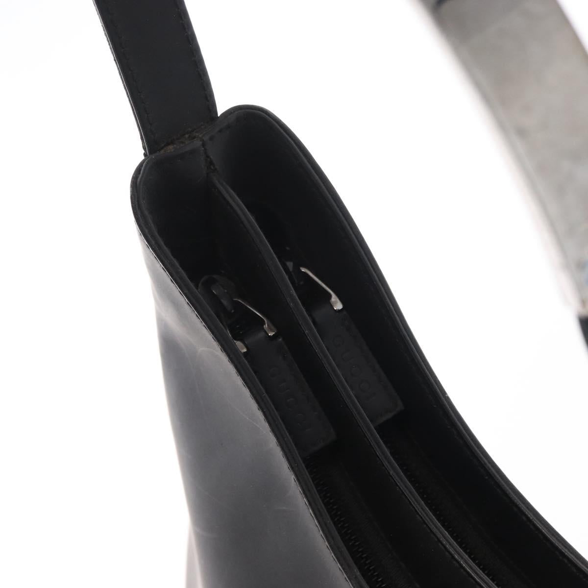 GUCCI Shoulder Bag Enamel Black Silver 001 3778 1705 Auth 151631