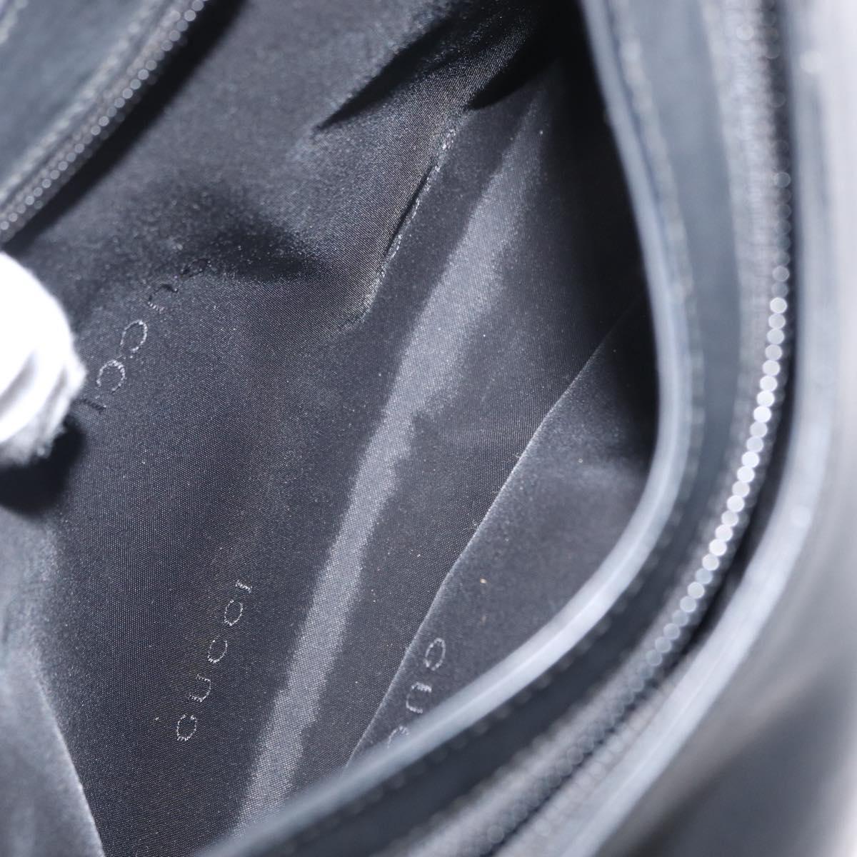 GUCCI Shoulder Bag Enamel Black Silver 001 3778 1705 Auth 151631