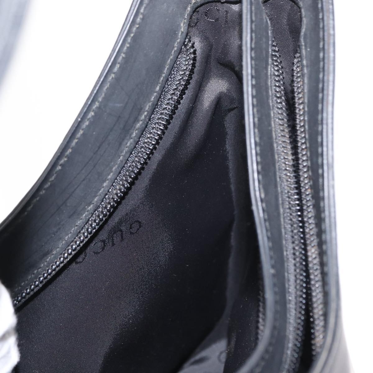 GUCCI Shoulder Bag Enamel Black Silver 001 3778 1705 Auth 151631