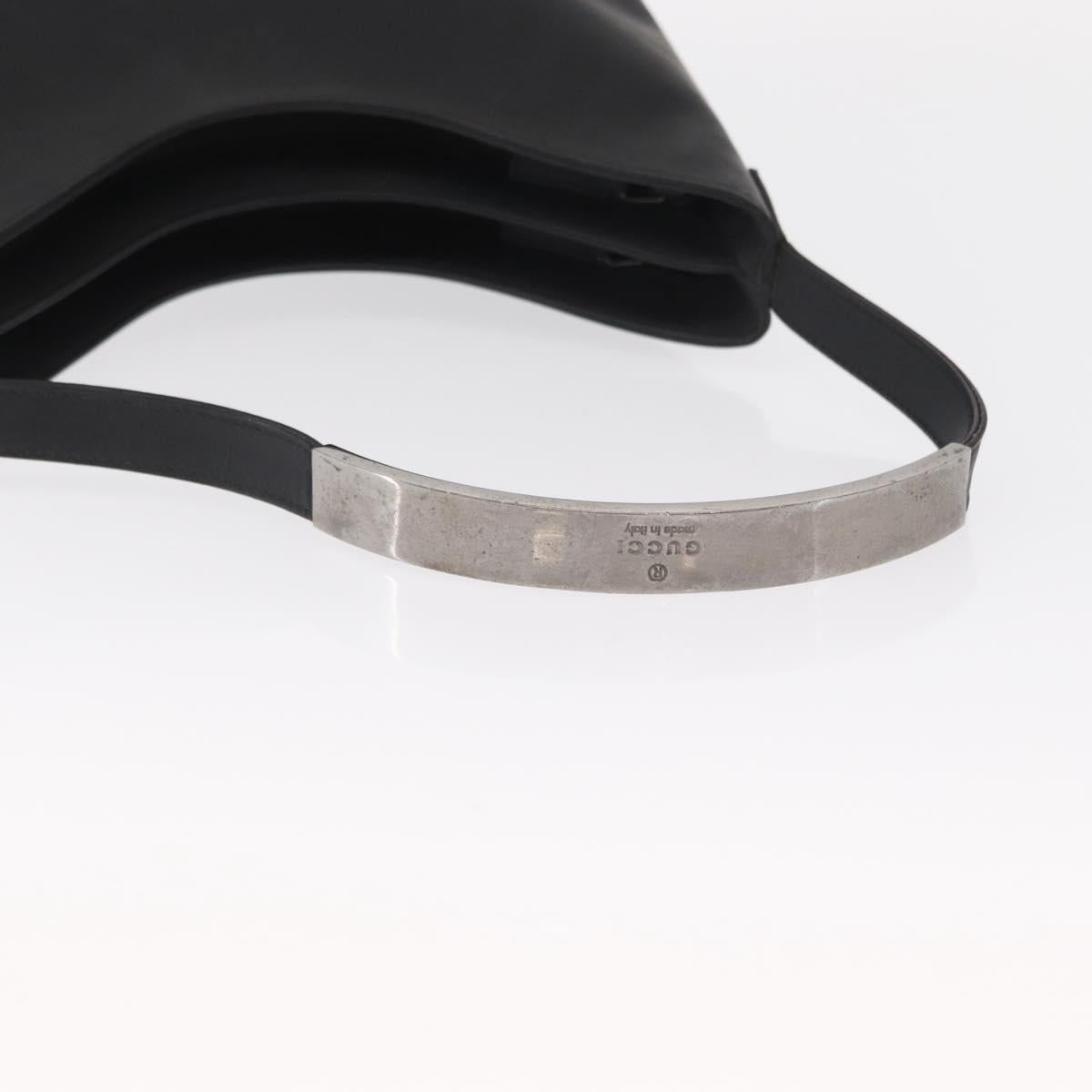 GUCCI Shoulder Bag Enamel Black Silver 001 3778 1705 Auth 151631