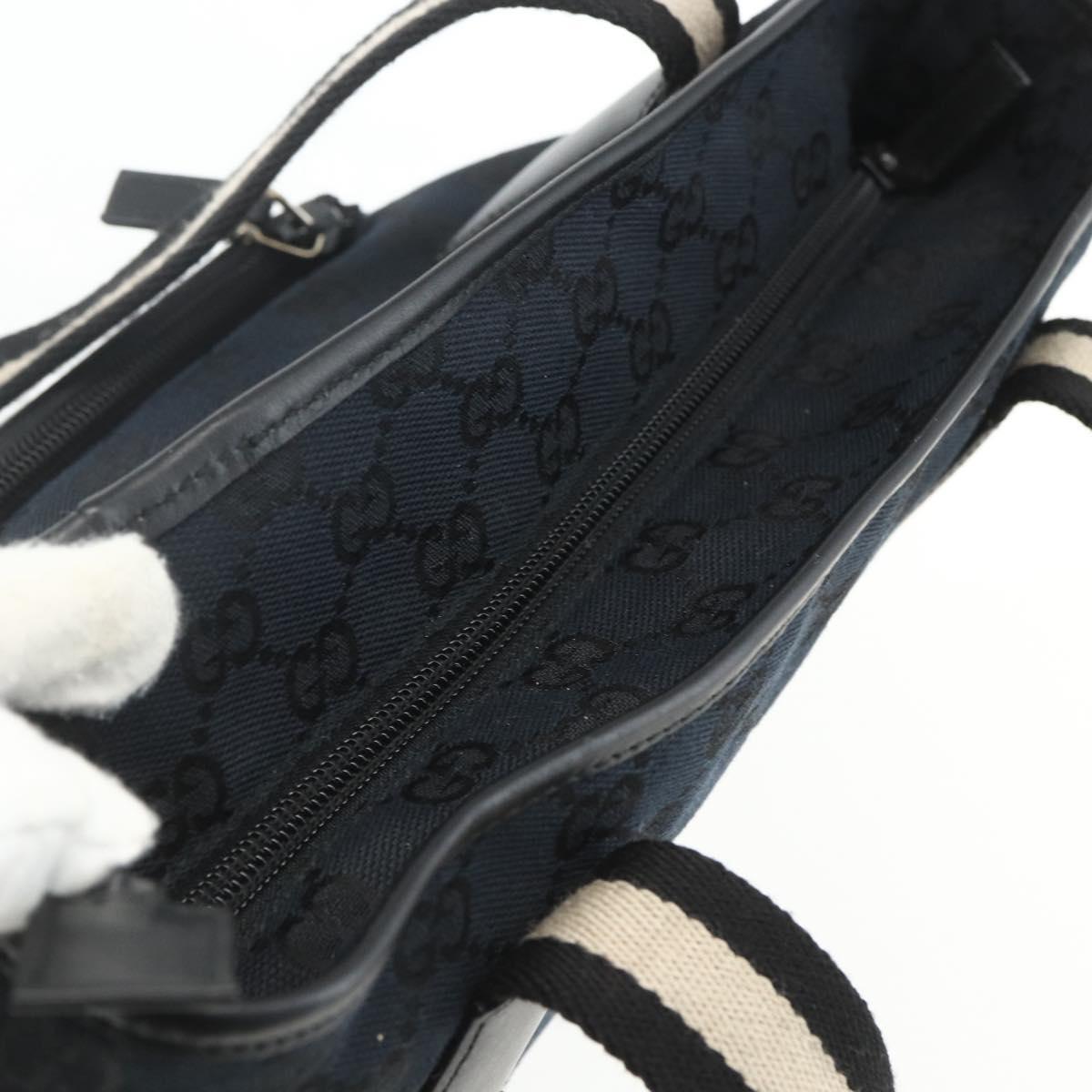 GUCCI GG Canvas Tote Bag Black Silver 019 0401 Auth 151632