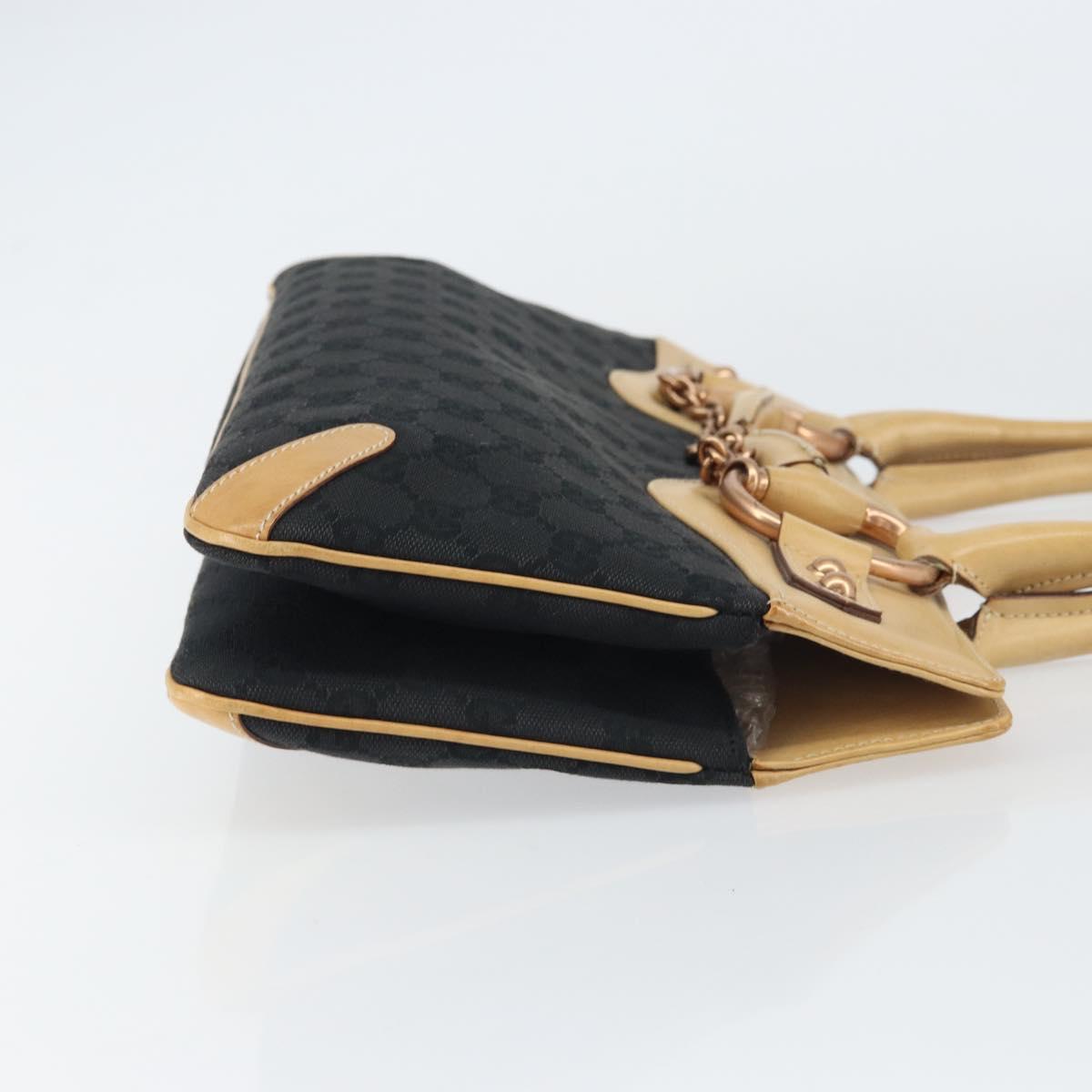 GUCCI GG Canvas Tote Bag Black Gold 114913 Auth 151633