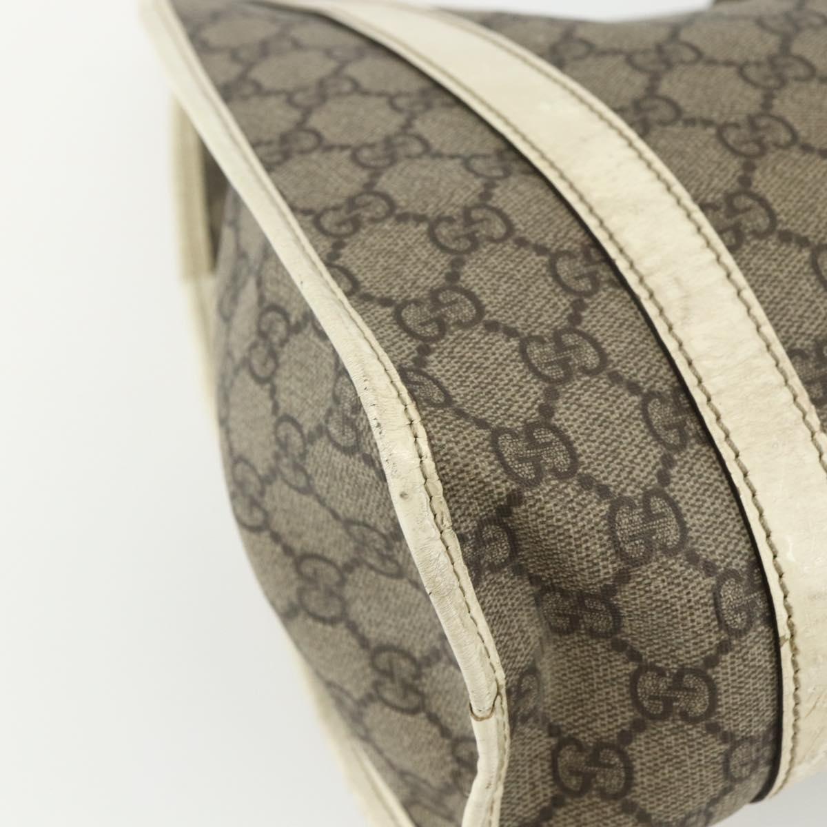 GUCCI GG Supreme Jackie Shoulder Bag PVC Beige Silver 203494 Auth 151634