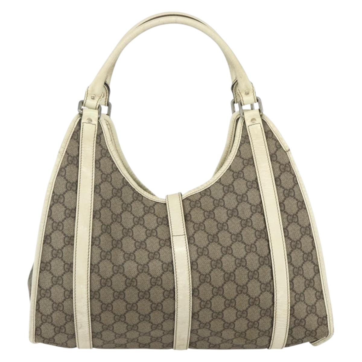 GUCCI GG Supreme Jackie Shoulder Bag PVC Beige Silver 203494 Auth 151634