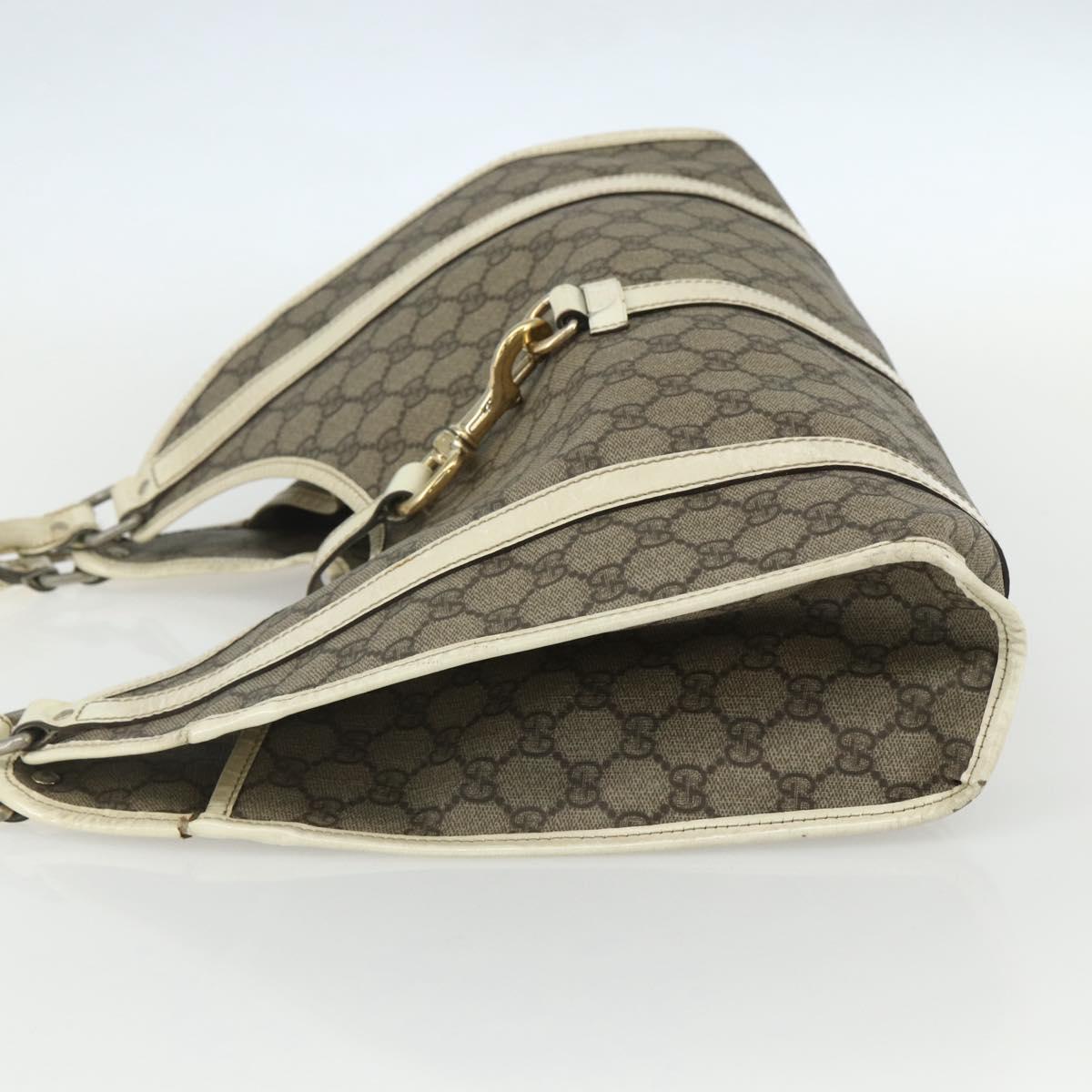 GUCCI GG Supreme Jackie Shoulder Bag PVC Beige Silver 203494 Auth 151634