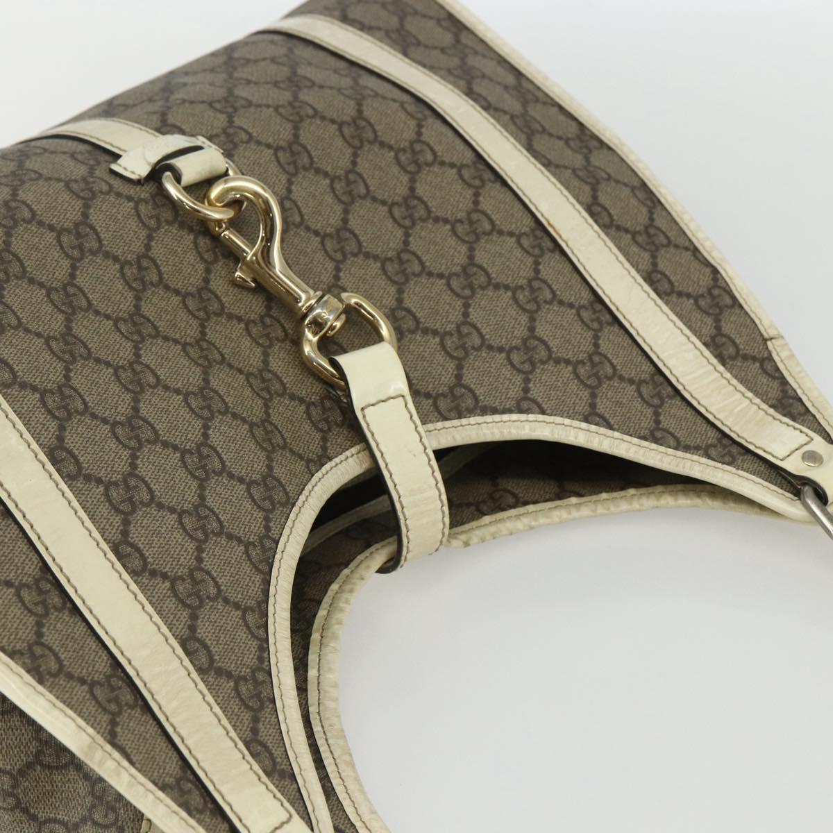 GUCCI GG Supreme Jackie Shoulder Bag PVC Beige Silver 203494 Auth 151634