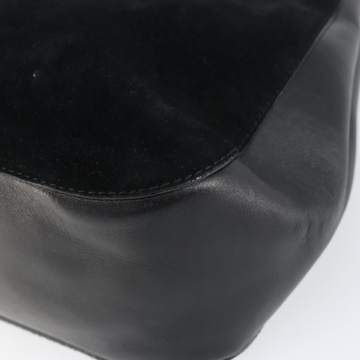 GUCCI Bamboo Shoulder Bag Suede Black 001 3739 Auth 151635