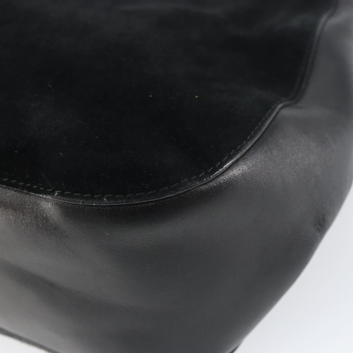 GUCCI Bamboo Shoulder Bag Suede Black 001 3739 Auth 151635