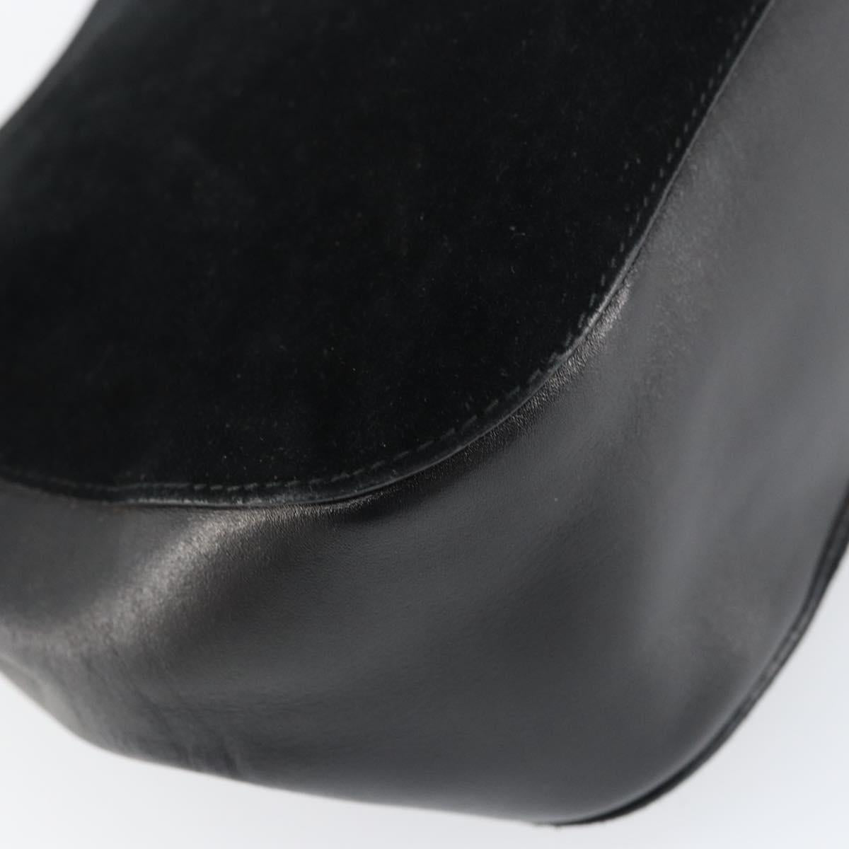 GUCCI Bamboo Shoulder Bag Suede Black 001 3739 Auth 151635