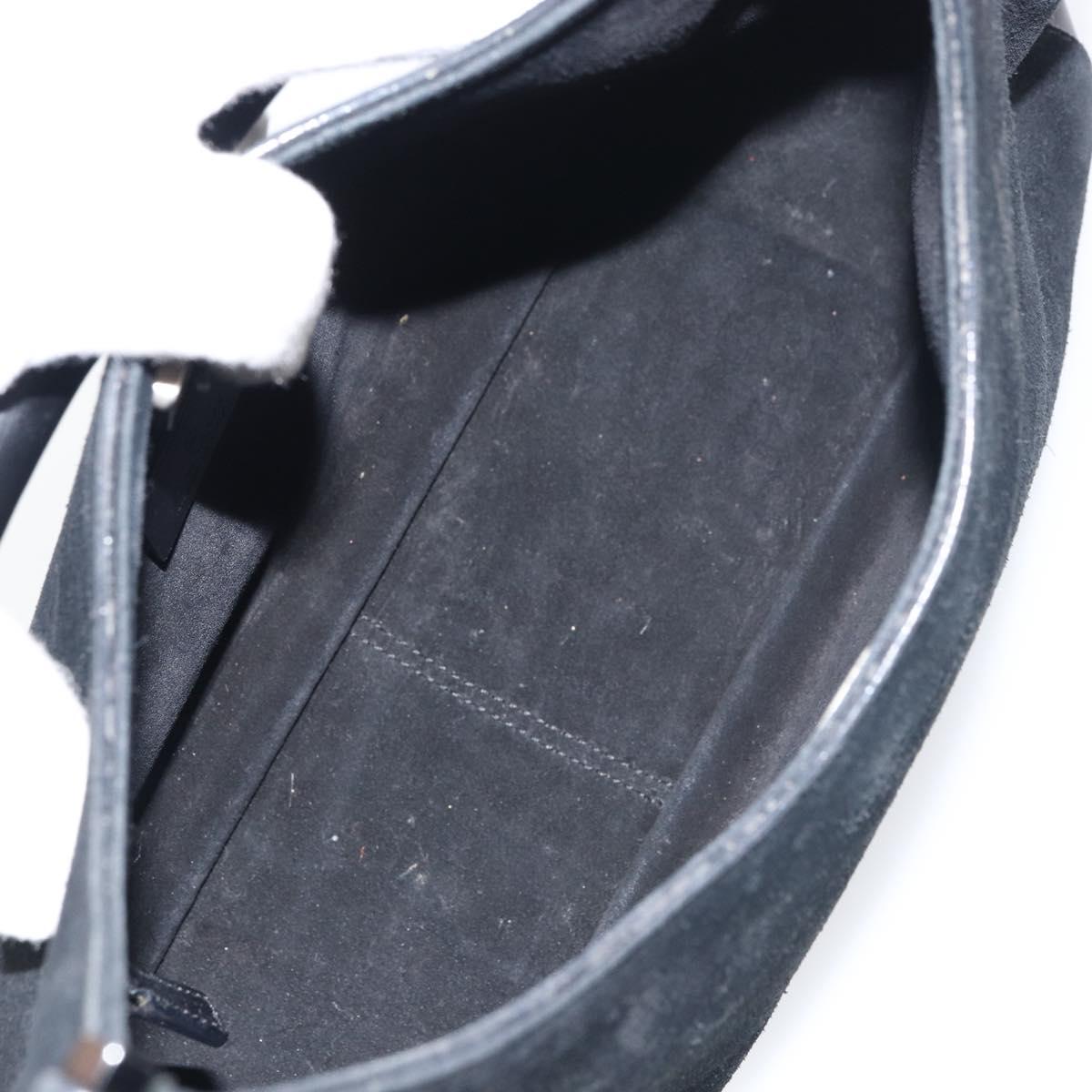 GUCCI Bamboo Shoulder Bag Suede Black 001 3739 Auth 151635