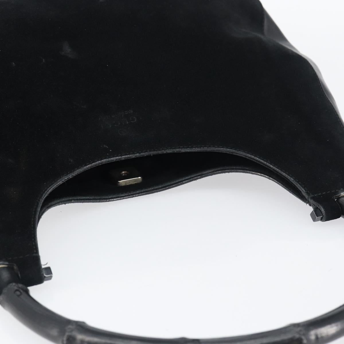 GUCCI Bamboo Shoulder Bag Suede Black 001 3739 Auth 151635