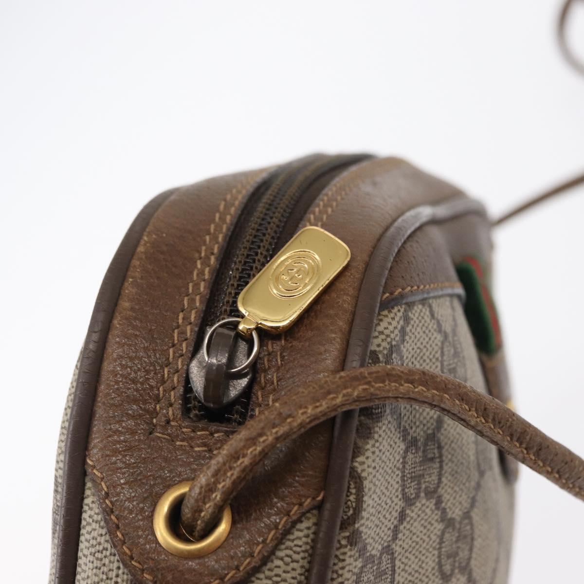 GUCCI GG Supreme Web Sherry Line Bag PVC Beige Gold 89 02 066 Auth 151636