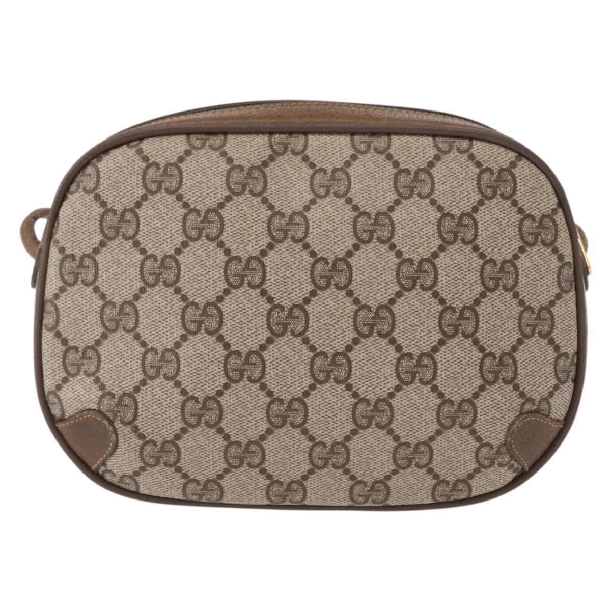 GUCCI GG Supreme Web Sherry Line Bag PVC Beige Gold 89 02 066 Auth 151636