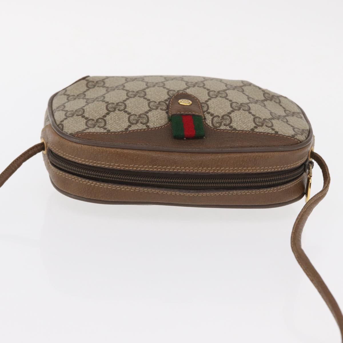 GUCCI GG Supreme Web Sherry Line Bag PVC Beige Gold 89 02 066 Auth 151636