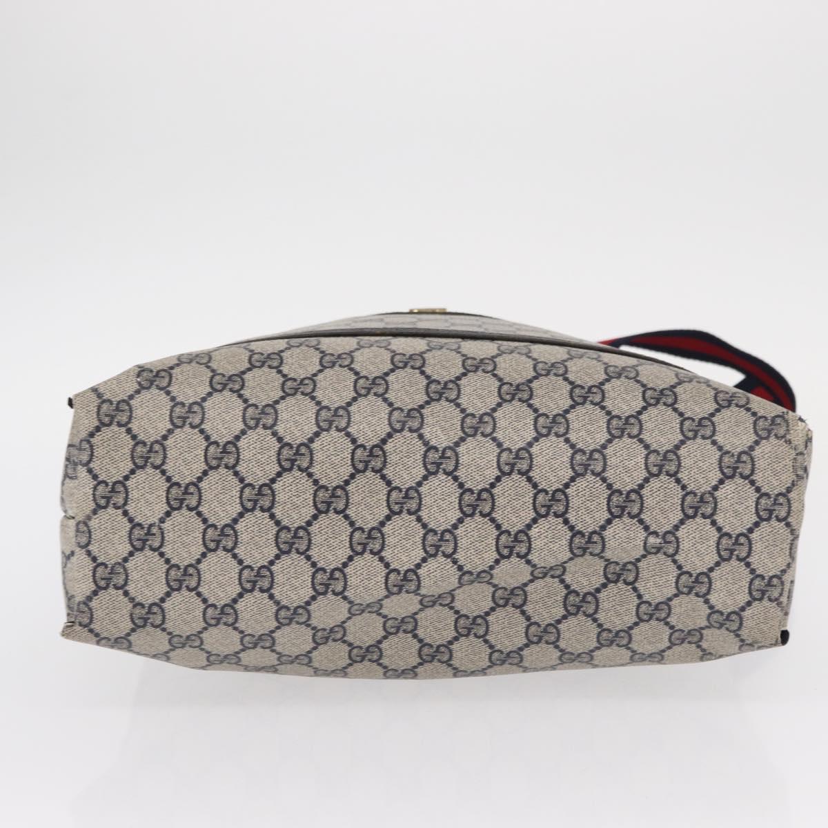 GUCCI GG Plus Supreme Sherry Line Tote Bag PVC Navy Gold 40 02 003 Auth 151637